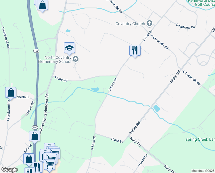 map of restaurants, bars, coffee shops, grocery stores, and more near 1397 South Keim Street in Pottstown