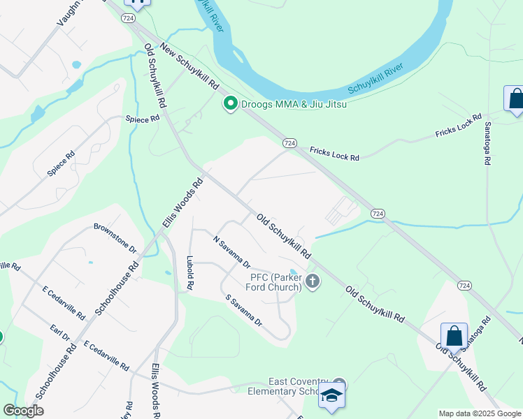 map of restaurants, bars, coffee shops, grocery stores, and more near 467 Old Schuylkill Road in Pottstown