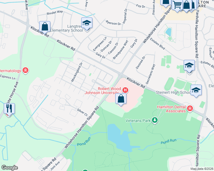 map of restaurants, bars, coffee shops, grocery stores, and more near 24 Hummingbird Drive in Hamilton Township