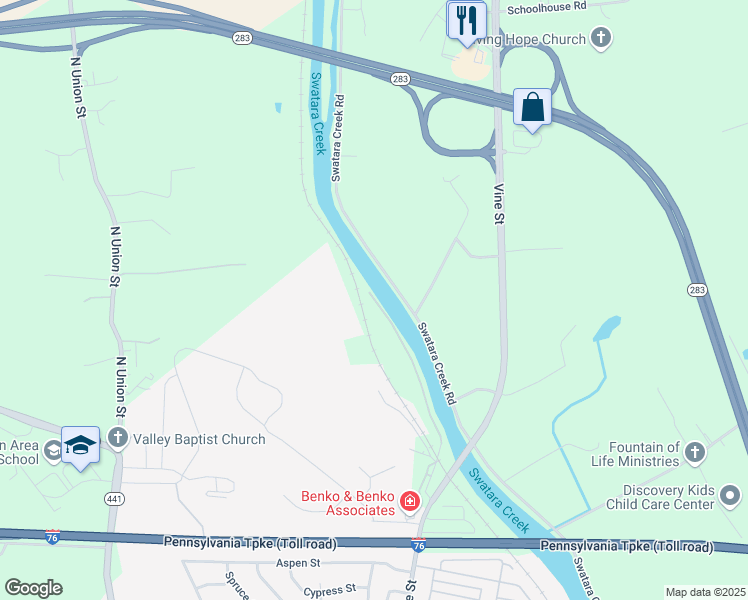 map of restaurants, bars, coffee shops, grocery stores, and more near 1425 Vine Street in Middletown