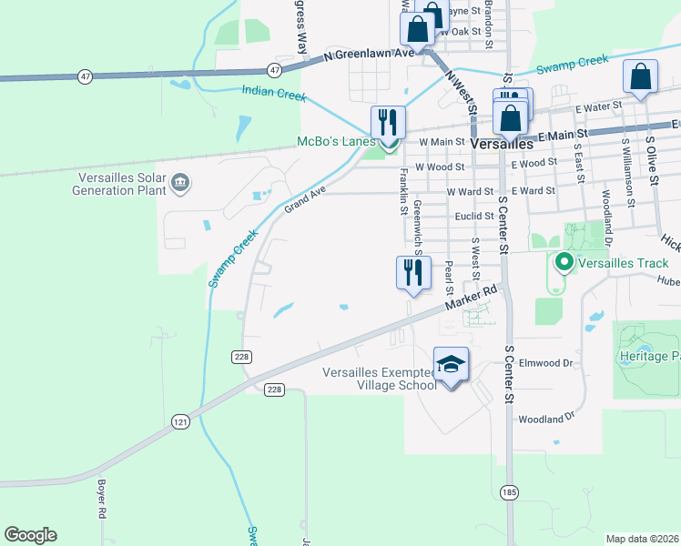map of restaurants, bars, coffee shops, grocery stores, and more near in Versailles