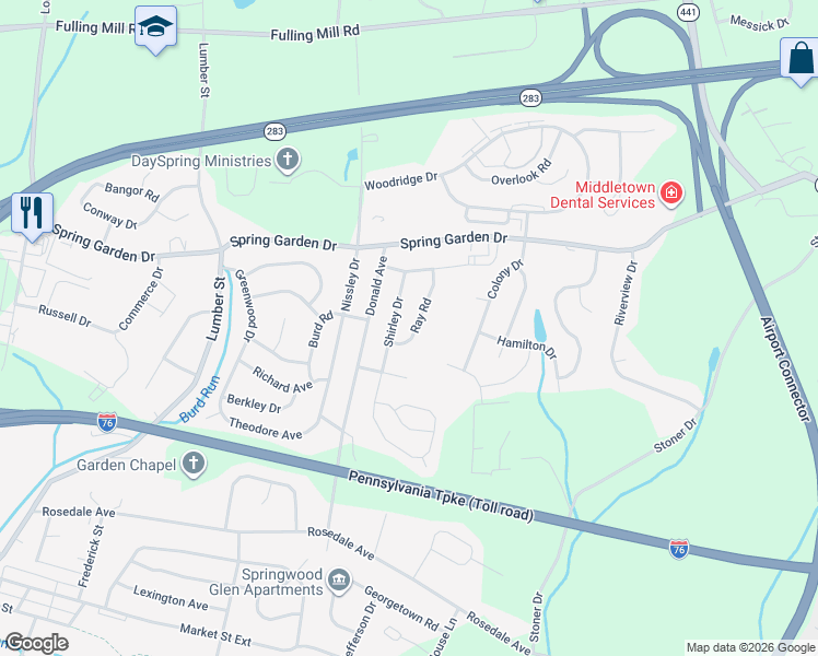 map of restaurants, bars, coffee shops, grocery stores, and more near 5 Ray Road in Middletown