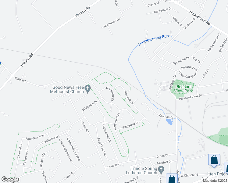 map of restaurants, bars, coffee shops, grocery stores, and more near 72 Northview Drive in Mechanicsburg