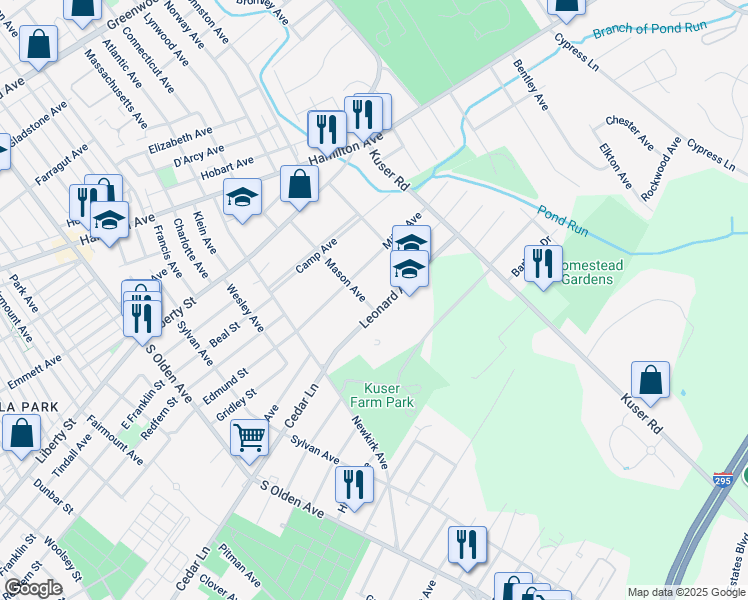 map of restaurants, bars, coffee shops, grocery stores, and more near 240 Mason Ave in Hamilton Township