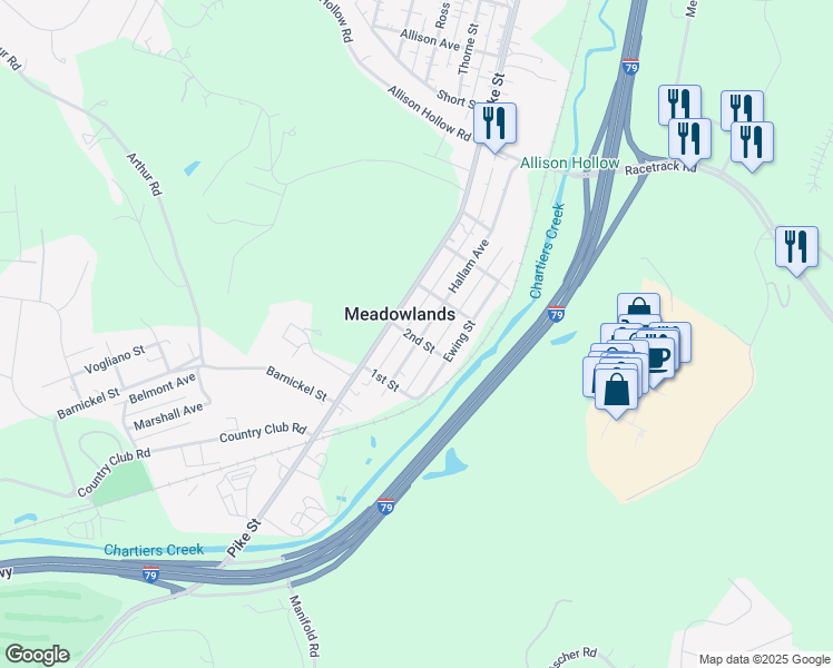 map of restaurants, bars, coffee shops, grocery stores, and more near 370 Hallam Avenue in Washington