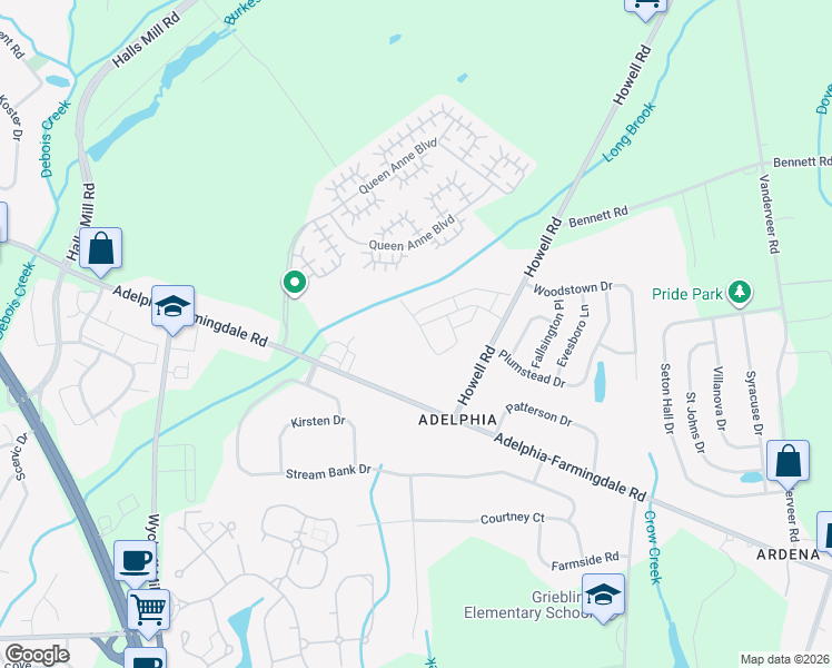 map of restaurants, bars, coffee shops, grocery stores, and more near 103 Wood Duck Court in Freehold