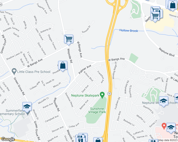 map of restaurants, bars, coffee shops, grocery stores, and more near 429 Lexington Avenue in Neptune City