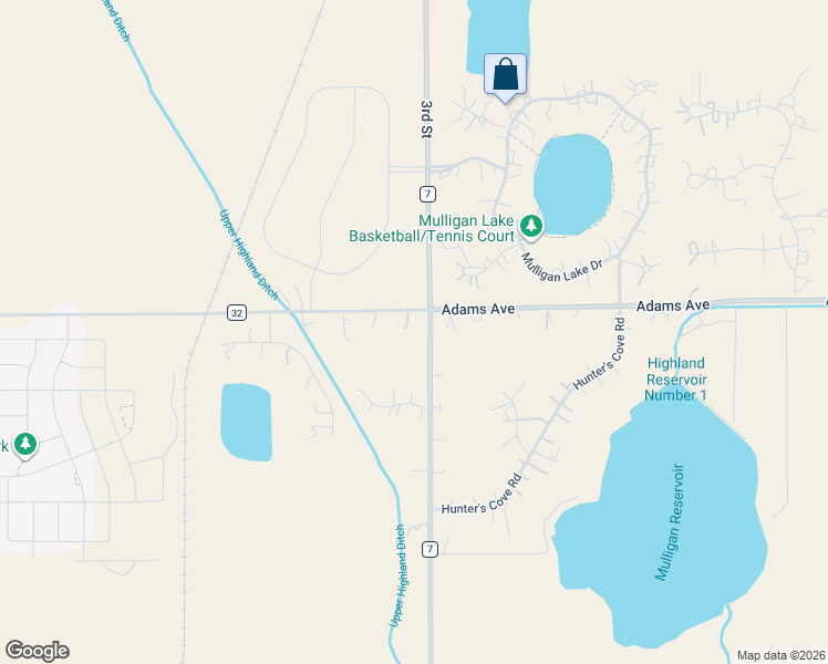 map of restaurants, bars, coffee shops, grocery stores, and more near 301 Adams Avenue in Mead