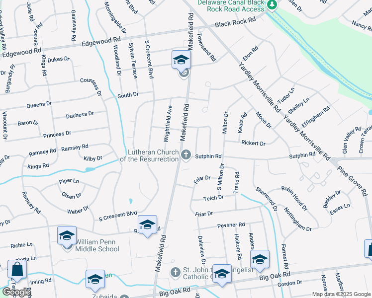 map of restaurants, bars, coffee shops, grocery stores, and more near 1704 Makefield Road in Morrisville