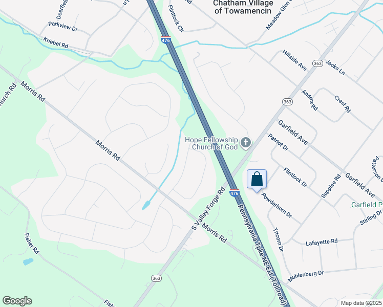 map of restaurants, bars, coffee shops, grocery stores, and more near 2012 Valley View Way in Lansdale