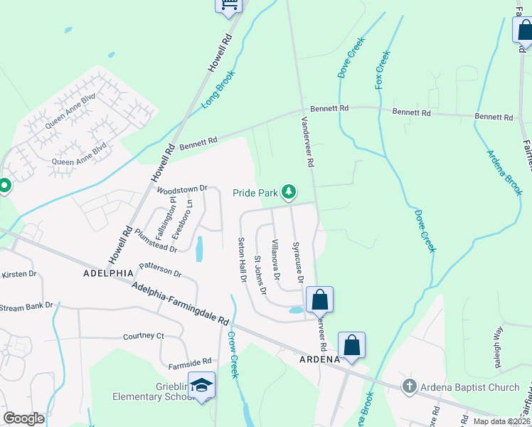 map of restaurants, bars, coffee shops, grocery stores, and more near 270 Seton Hall Drive in Freehold
