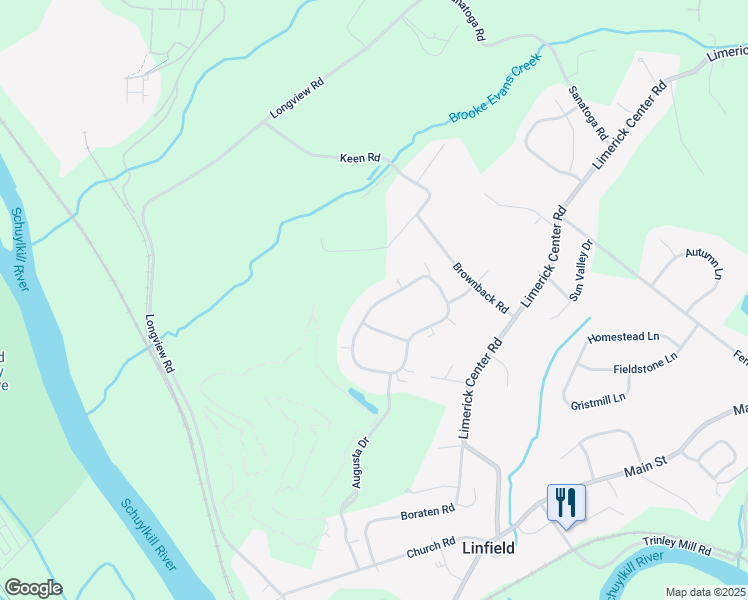 map of restaurants, bars, coffee shops, grocery stores, and more near 100 Pebble Beach Drive in Linfield
