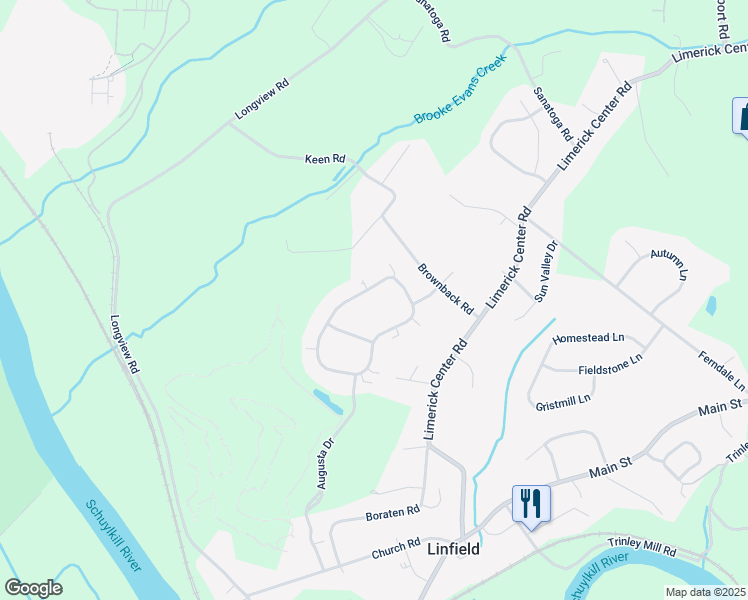 map of restaurants, bars, coffee shops, grocery stores, and more near 482 Pebble Beach Drive in Linfield