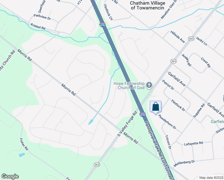 map of restaurants, bars, coffee shops, grocery stores, and more near 2022 Valley View Way in Lansdale