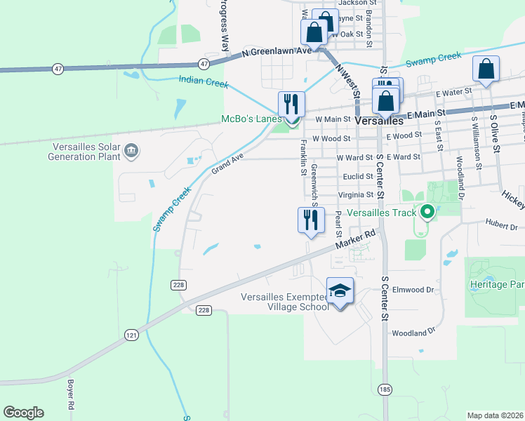 map of restaurants, bars, coffee shops, grocery stores, and more near in Versailles