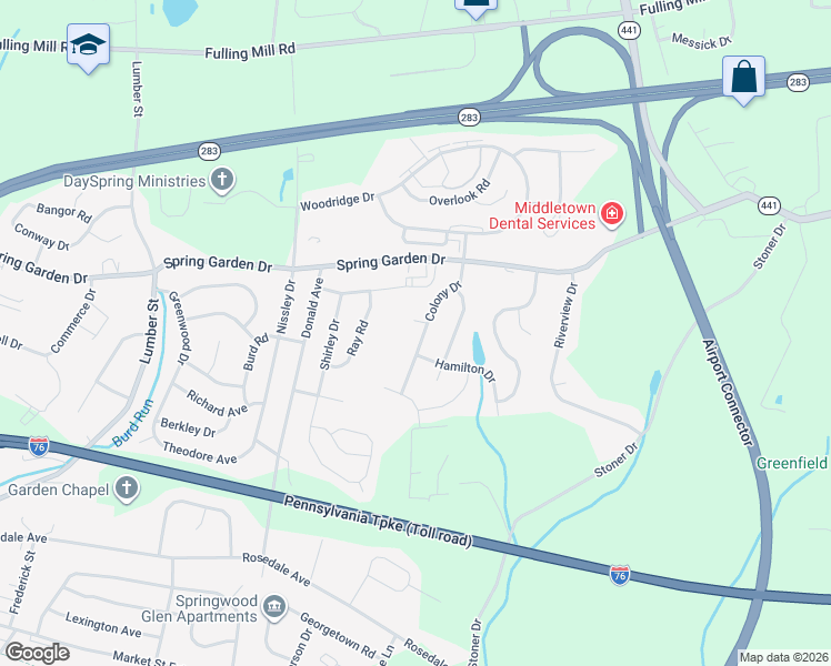 map of restaurants, bars, coffee shops, grocery stores, and more near 53600 Colony Drive in Middletown