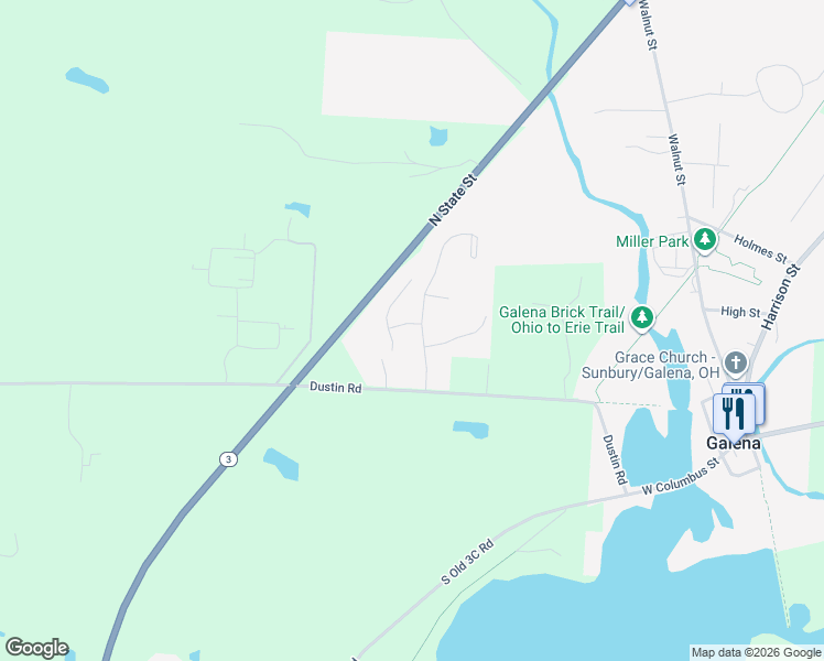 map of restaurants, bars, coffee shops, grocery stores, and more near 8819 Dustin Road in Galena