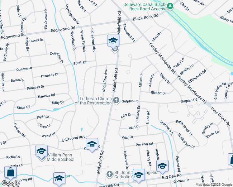 map of restaurants, bars, coffee shops, grocery stores, and more near 1706 Makefield Road in Morrisville