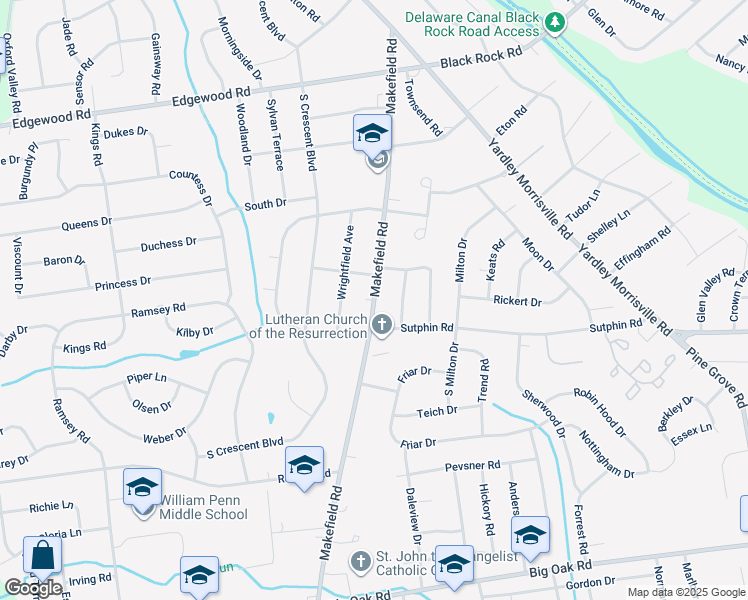 map of restaurants, bars, coffee shops, grocery stores, and more near 1706 Makefield Road in Morrisville