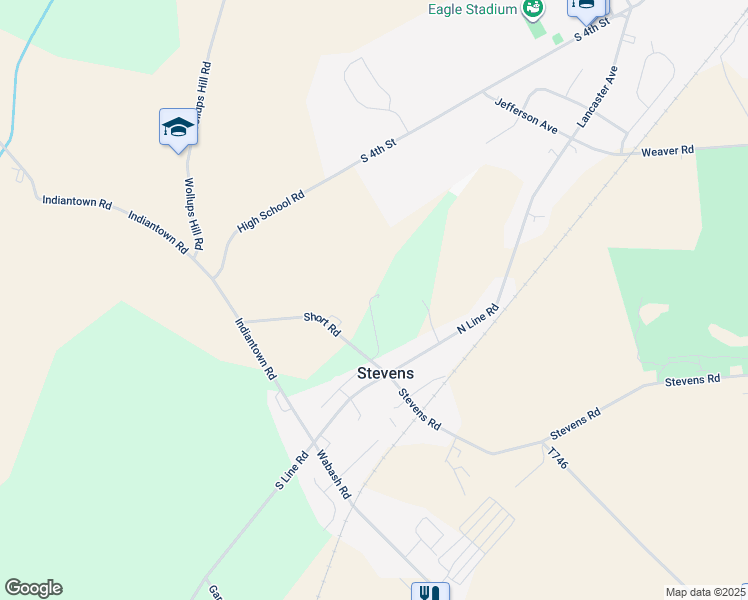 map of restaurants, bars, coffee shops, grocery stores, and more near 90 Short Road in Stevens