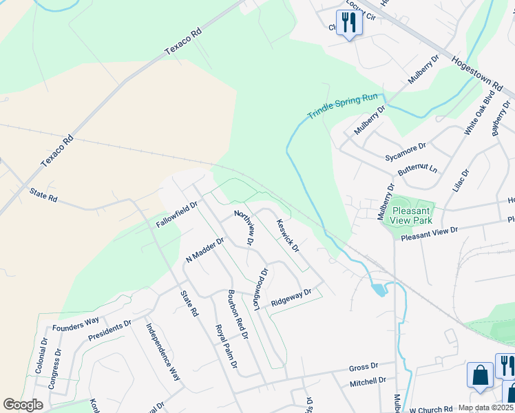 map of restaurants, bars, coffee shops, grocery stores, and more near 9 Keswick Drive in Mechanicsburg