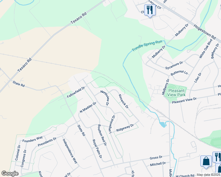 map of restaurants, bars, coffee shops, grocery stores, and more near 9 Keswick Drive in Mechanicsburg