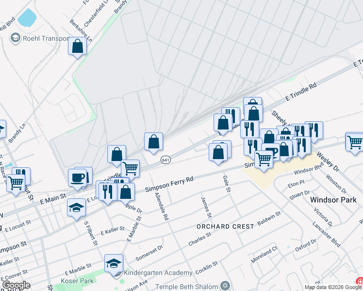 map of restaurants, bars, coffee shops, grocery stores, and more near 5279 East Trindle Road in Mechanicsburg