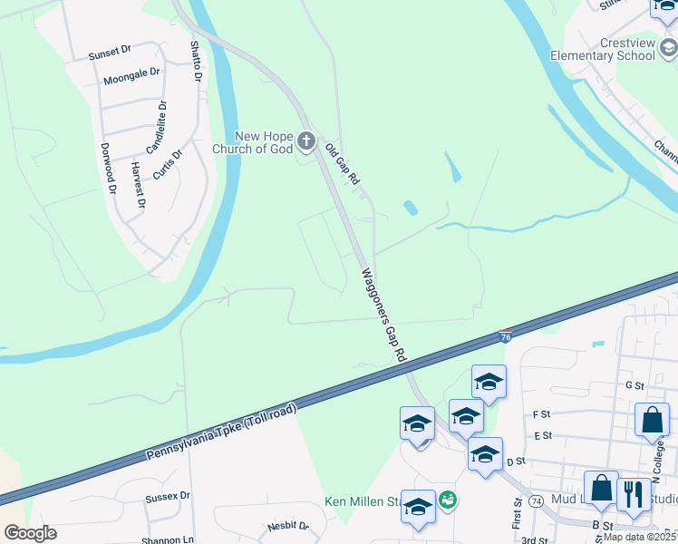 map of restaurants, bars, coffee shops, grocery stores, and more near 21 American Avenue in Carlisle