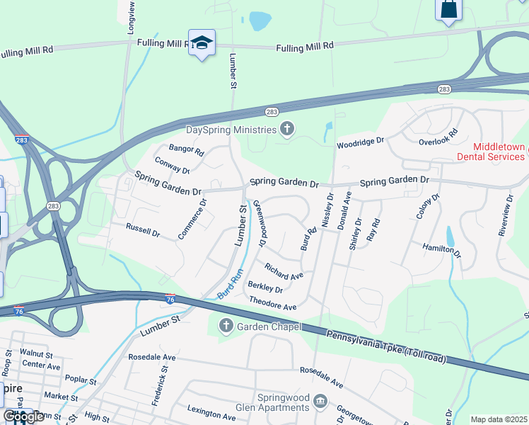 map of restaurants, bars, coffee shops, grocery stores, and more near 115 Greenwood Drive in Middletown