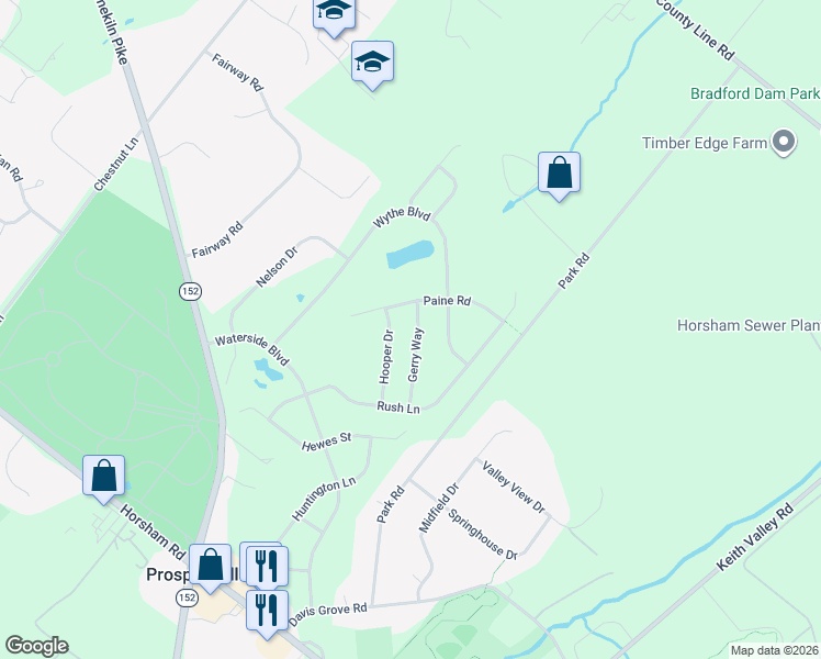 map of restaurants, bars, coffee shops, grocery stores, and more near 200 Park Road in Ambler
