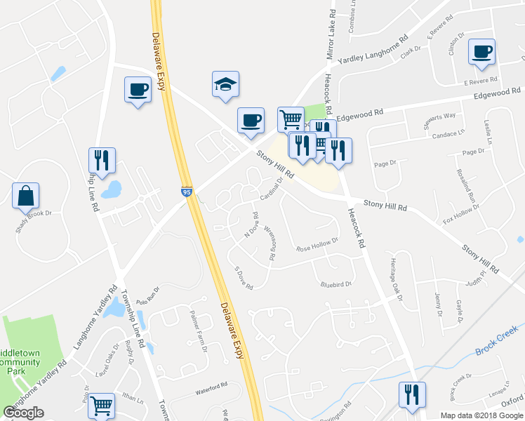 map of restaurants, bars, coffee shops, grocery stores, and more near 1701 North Dove Road in Morrisville