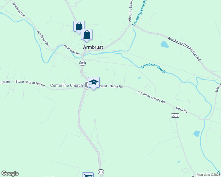 map of restaurants, bars, coffee shops, grocery stores, and more near 581 Armbrust - Hecla Road in Hunker