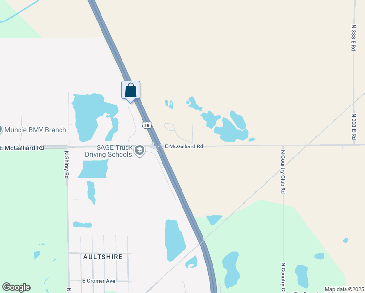 map of restaurants, bars, coffee shops, grocery stores, and more near 4082 East McGalliard Road in Muncie