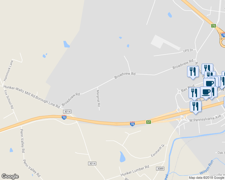 map of restaurants, bars, coffee shops, grocery stores, and more near 257 Broadview Road in Hunker