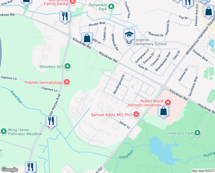 map of restaurants, bars, coffee shops, grocery stores, and more near 18 Goldfinch Drive in Hamilton Township