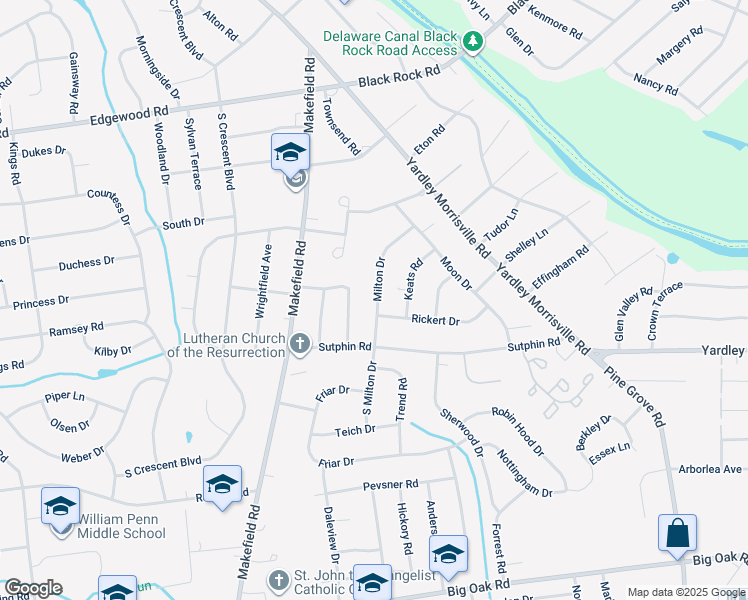map of restaurants, bars, coffee shops, grocery stores, and more near 21 Milton Drive in Morrisville