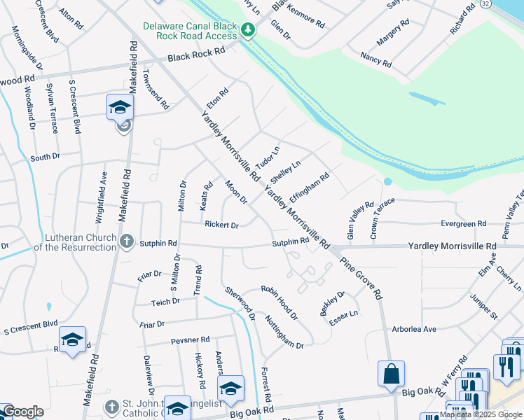 map of restaurants, bars, coffee shops, grocery stores, and more near 1310 Moon Drive in Morrisville