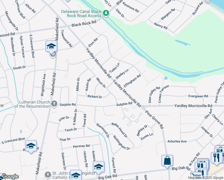 map of restaurants, bars, coffee shops, grocery stores, and more near 1310 Moon Drive in Morrisville