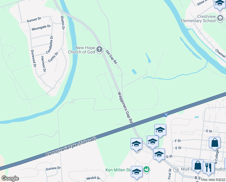 map of restaurants, bars, coffee shops, grocery stores, and more near 21 American Avenue in Carlisle