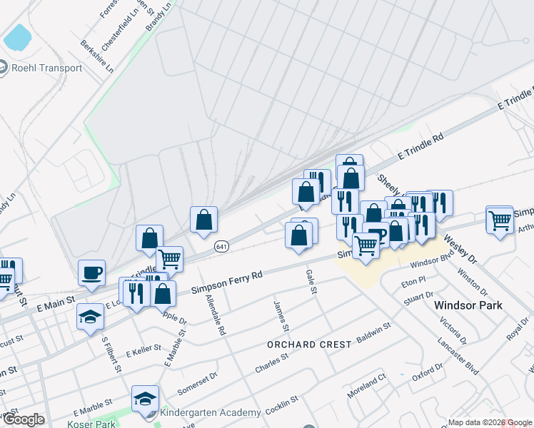 map of restaurants, bars, coffee shops, grocery stores, and more near 5265 East Trindle Road in Mechanicsburg