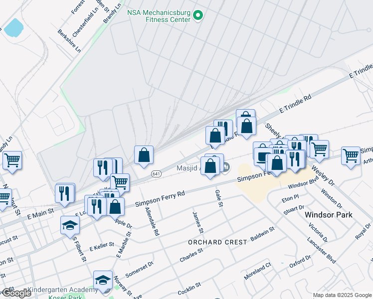 map of restaurants, bars, coffee shops, grocery stores, and more near 5269 East Trindle Road in Mechanicsburg