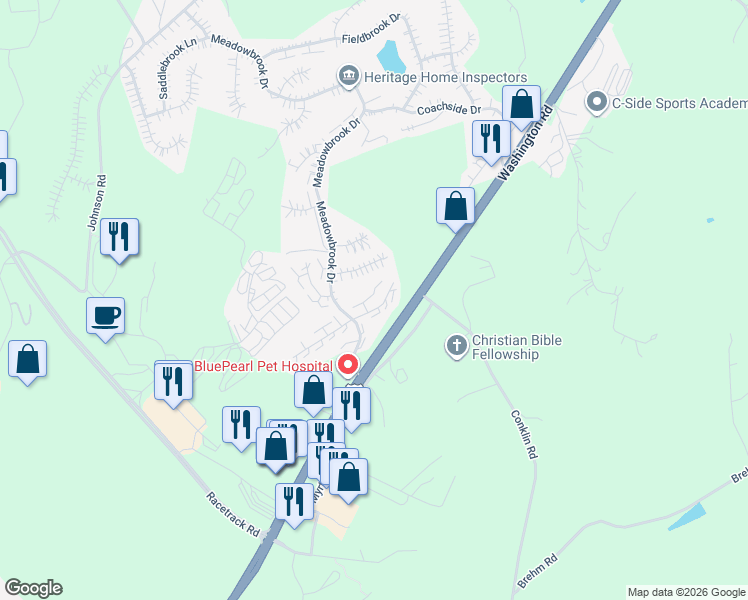 map of restaurants, bars, coffee shops, grocery stores, and more near 921 Royal Court in Canonsburg