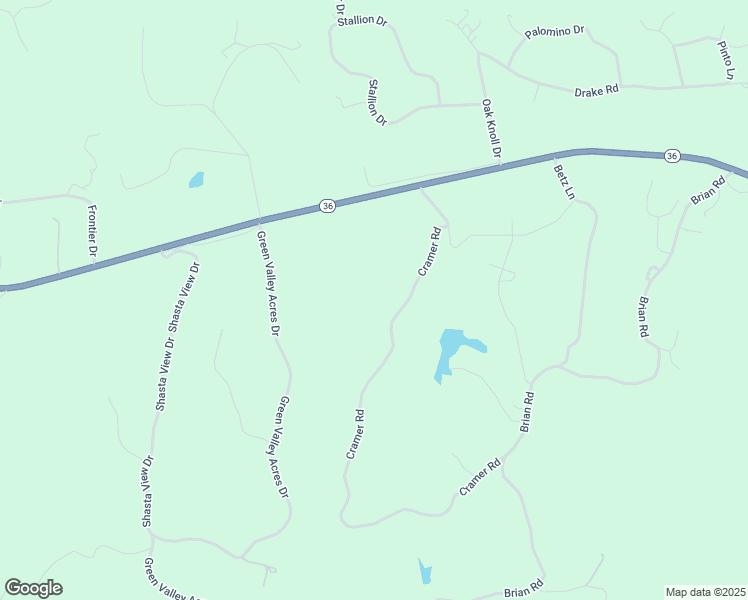 map of restaurants, bars, coffee shops, grocery stores, and more near 14621 Cramer Road in Red Bluff