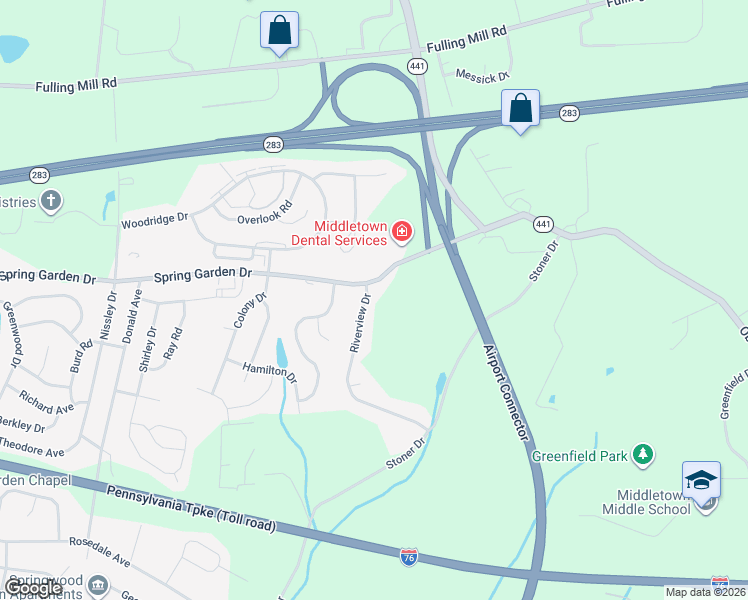 map of restaurants, bars, coffee shops, grocery stores, and more near 4 Riverview Drive in Middletown