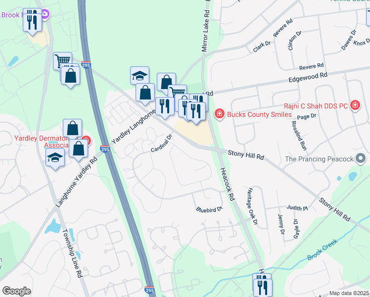 map of restaurants, bars, coffee shops, grocery stores, and more near 697 Rose Hollow Drive in Morrisville
