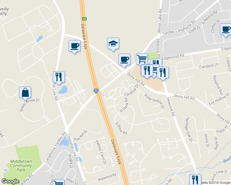 map of restaurants, bars, coffee shops, grocery stores, and more near 647 Palmer Lane in Morrisville