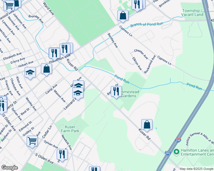 map of restaurants, bars, coffee shops, grocery stores, and more near 10 Lorraine Drive in Hamilton Township