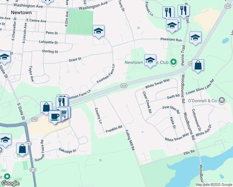 map of restaurants, bars, coffee shops, grocery stores, and more near 552 Double Woods Road in Langhorne
