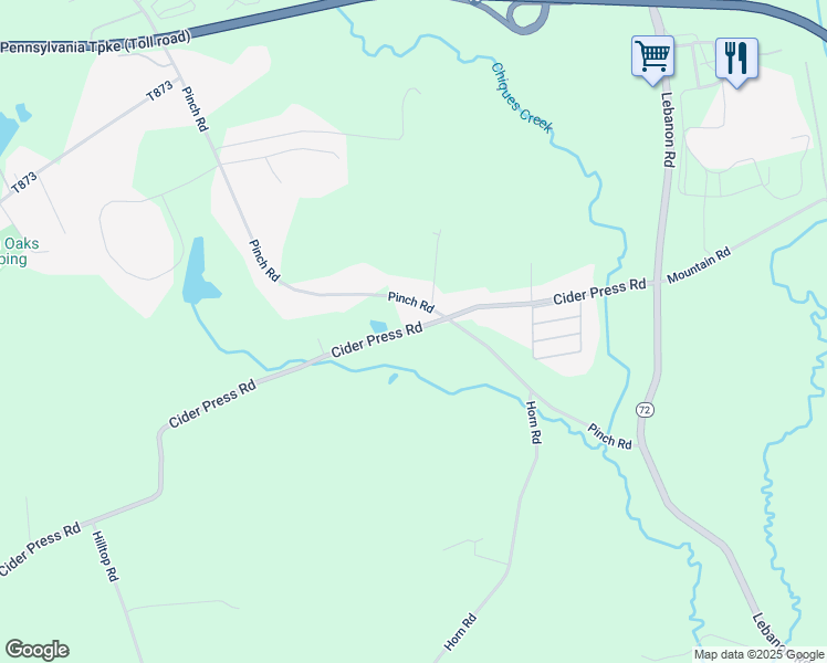 map of restaurants, bars, coffee shops, grocery stores, and more near 337 Cider Press Road in Manheim