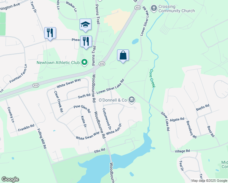 map of restaurants, bars, coffee shops, grocery stores, and more near 510 Pin Oak Drive in Langhorne